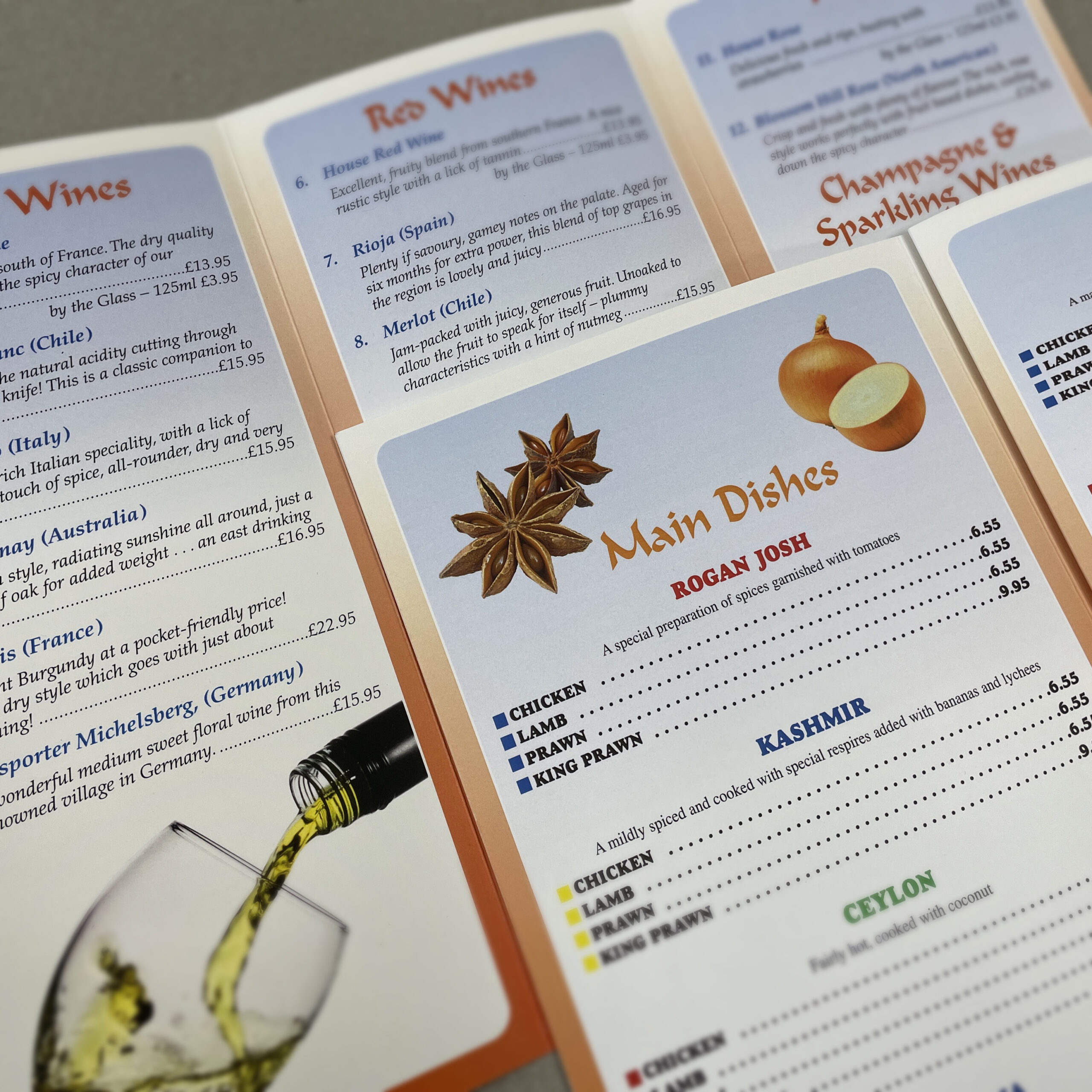 Printed menus